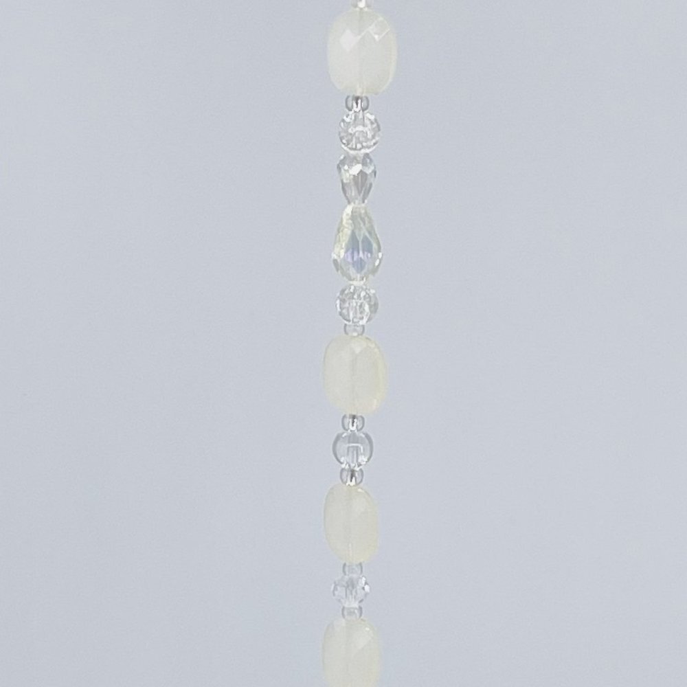 Beaded Suncatcher - White Clear - Crystal Triangle Prism - Hanging Decor - Picture 4 of 12